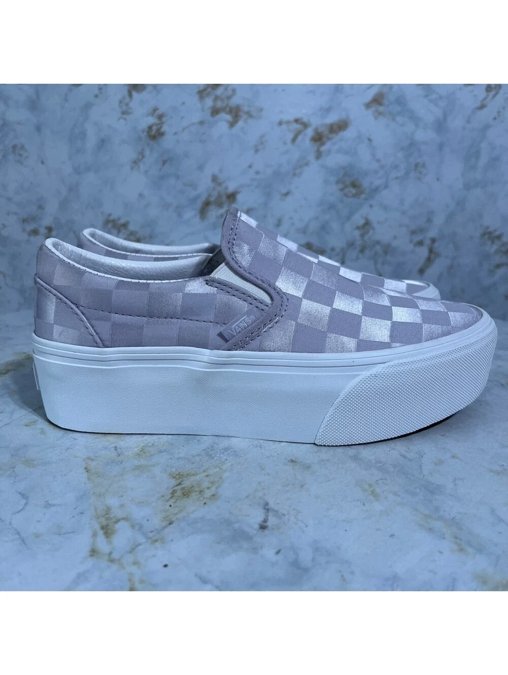 Vans Slip On Stackform Women's Size 6.5 Shoes Purple White Low Platform Sneakers